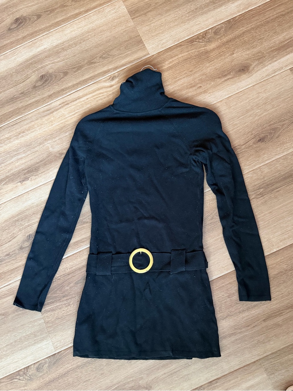 Black Turtleneck Long Sleeve Dress with Belt